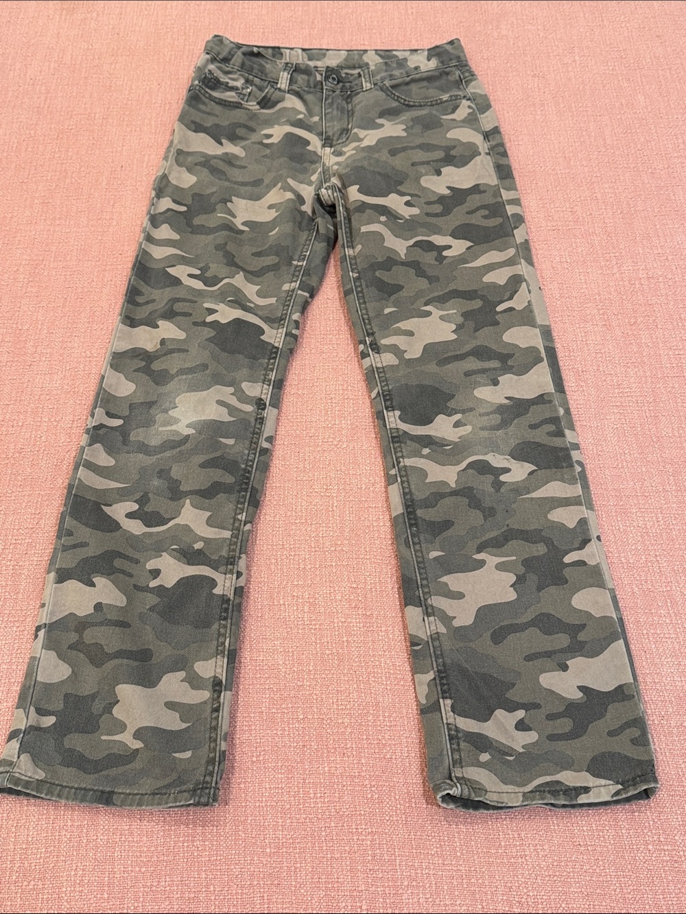 Lee size 12 years Kids green / beige Camouflage Straight Jeans W26L26